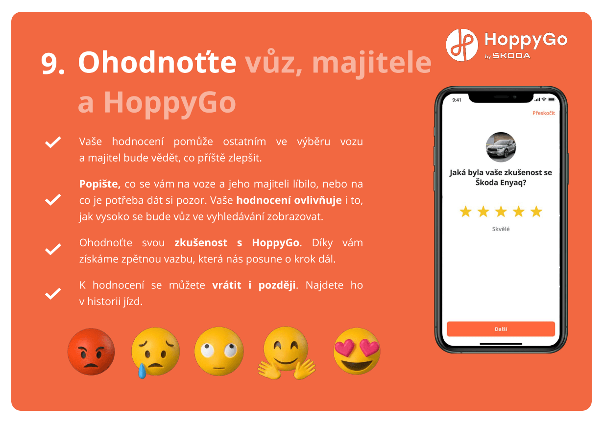 Ohodnocení vozu, majitele a HoppyGo